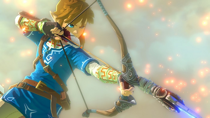 Link from The Legend of Zelda aiming a bow