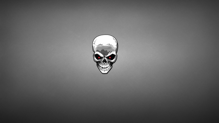 Minimalist 4K Skull with Red Eyes