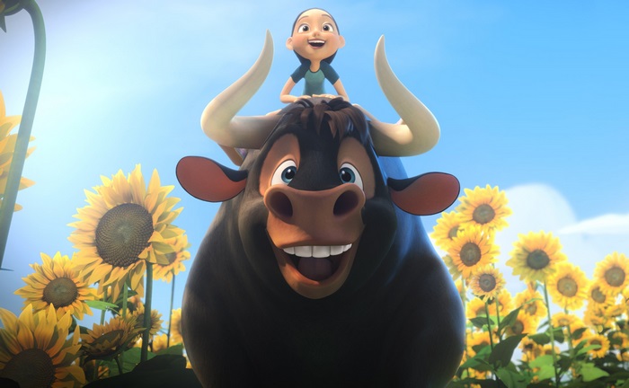 Ferdinand the Bull and Nina in a Sunflower Field