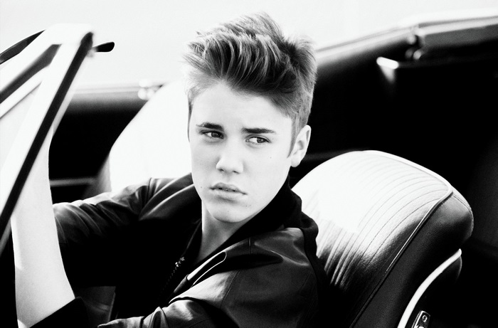 Justin Bieber in a car