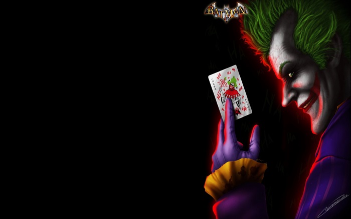 Joker from Batman holding a Joker card