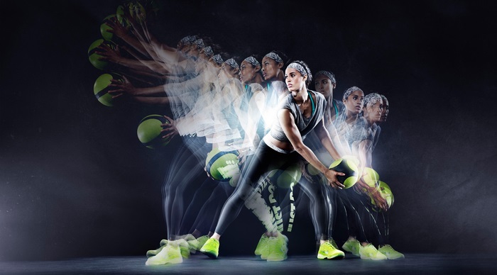 Woman performing medicine ball workout, 4K