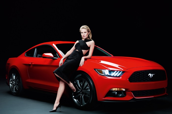 Sleek Red Ford Mustang with Model 4K