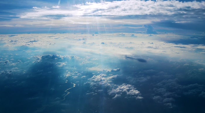 Clouds and Sunbeams from Above