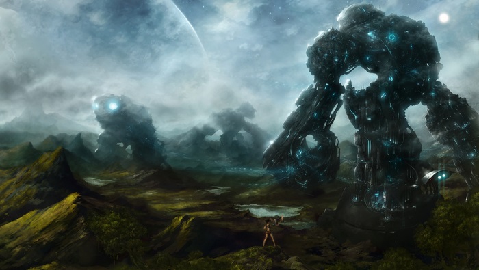 Giant robots on alien planet 4K