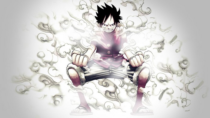 Monkey D. Luffy from One Piece surrounded by smoke
