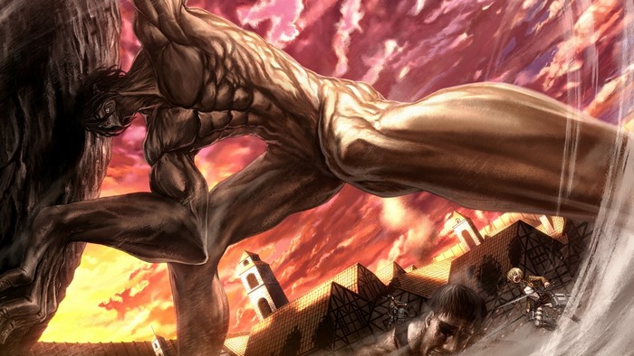 Attack on Titan: The Colossal Titan attacks a town