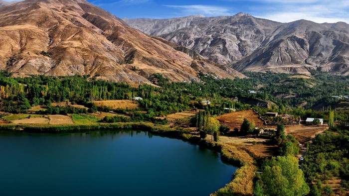 Scenic Mountain Village Landscape in Iran