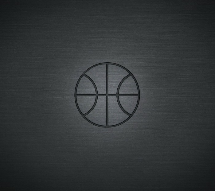 Minimalist basketball logo on brushed metal