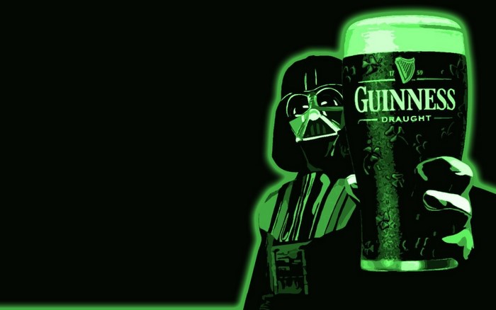 Darth Vader holding a Guinness Draught