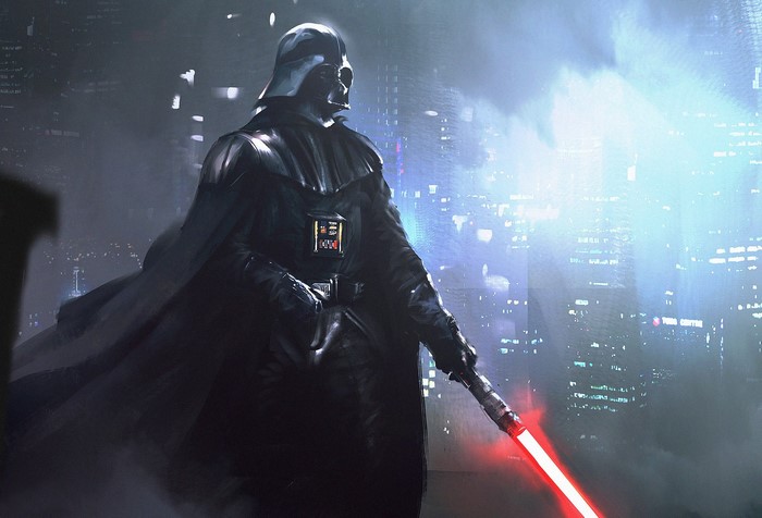 Darth Vader from Star Wars with a lightsaber