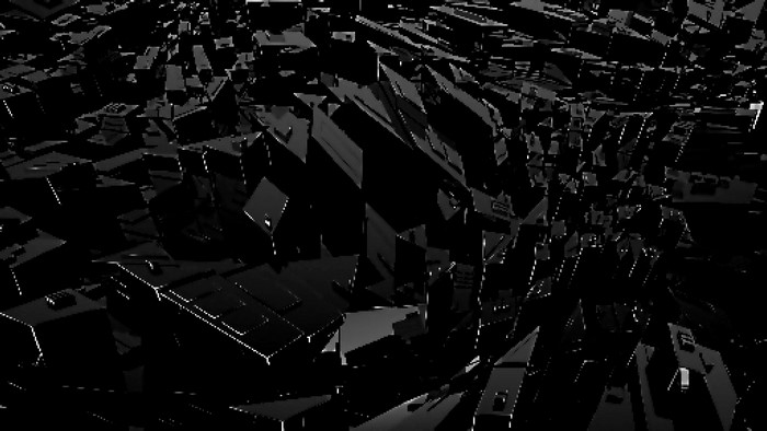 Abstract monochrome cityscape with sharp geometric shapes