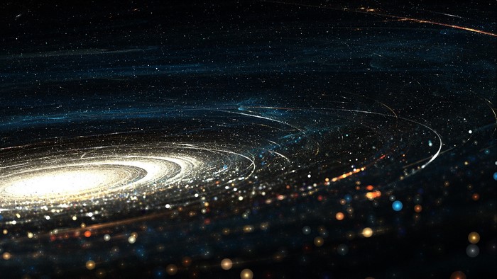 Abstract digital art of a spiral galaxy