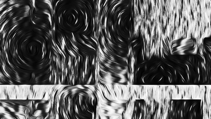 Abstract monochrome oil painting with swirling lines