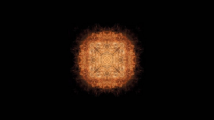 Abstract mandala with orange glow