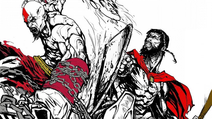 Kratos from God of War vs. Leonidas from 300