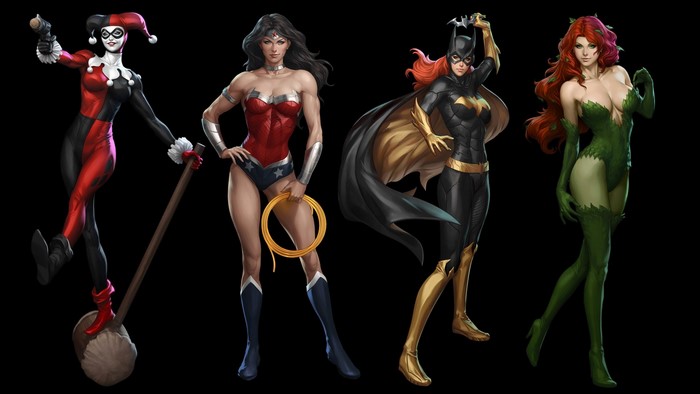Harley Quinn, Wonder Woman, Batgirl, and Poison Ivy