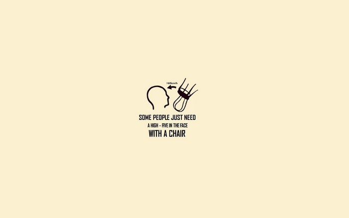 Humorous illustration of a chair hitting a head