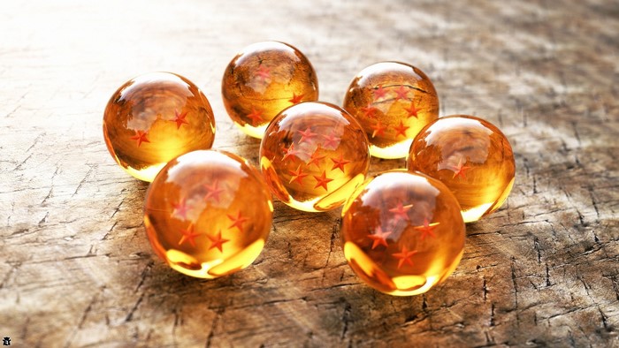 Dragon Ball Z Seven Dragon Balls on Wooden Surface