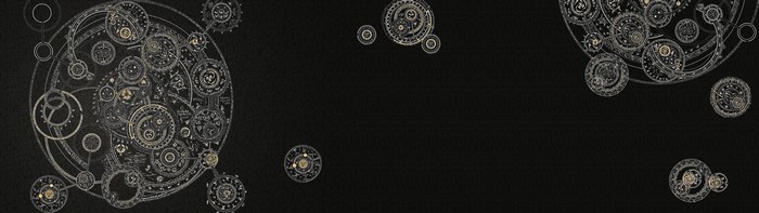 Abstract mechanical orrery design on black