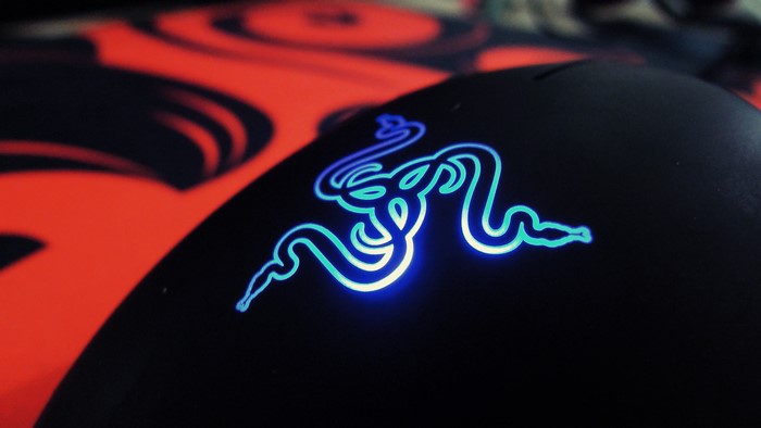 Razer computer mouse with glowing logo