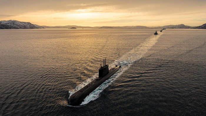 Royal Norwegian Navy Submarine and Ships at Sunset