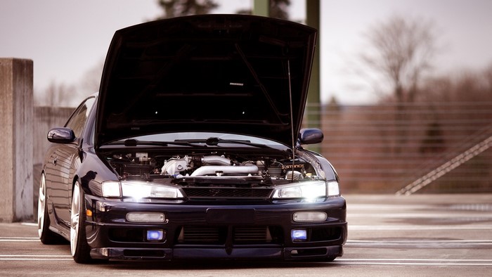 Nissan Silvia S14 Kouki with open hood