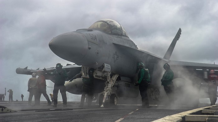 F/A-18F Super Hornet on Aircraft Carrier Deck