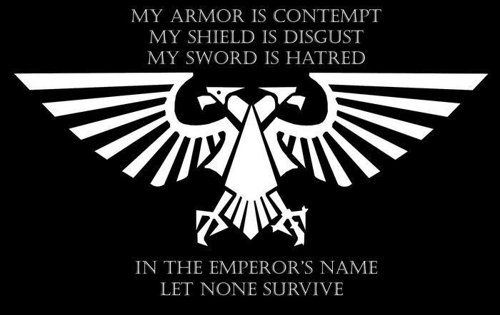 Imperial Aquila with Quote from Warhammer 40,000