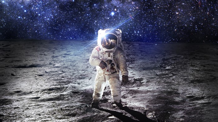 Astronaut on the Moon with Stars