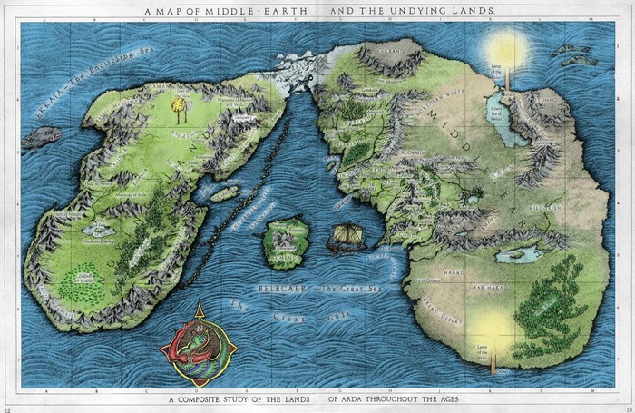 Map of Middle-earth and the Undying Lands by J.R.R. Tolkien