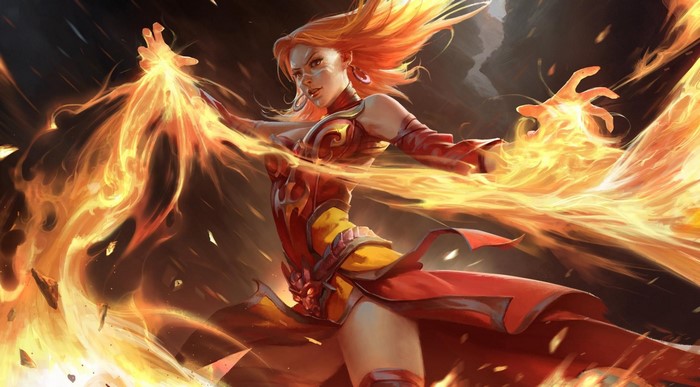 Lina from Dota 2 casting fire magic