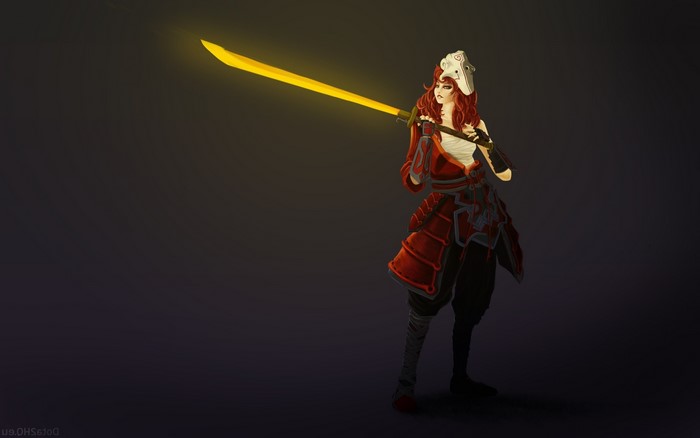Juggernaut from Dota 2 with a glowing sword