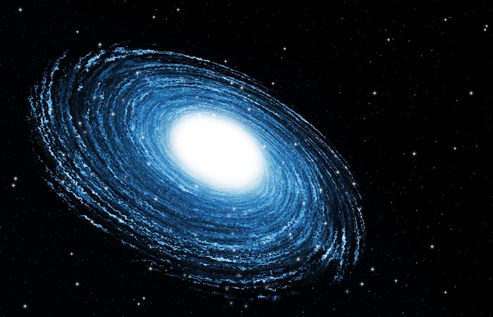Blue spiral galaxy in deep space