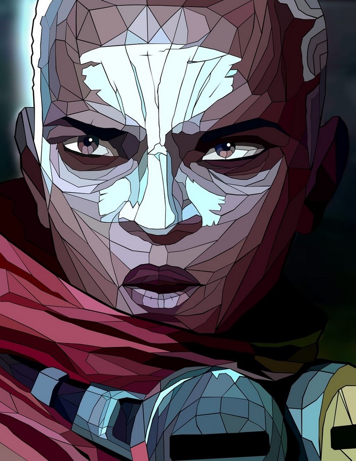 Ekko from League of Legends low poly portrait
