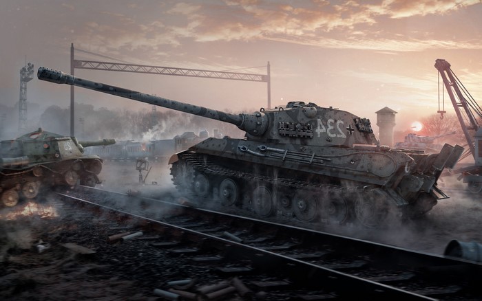 World of Tanks: E 75 and ISU-152 on Railway Tracks
