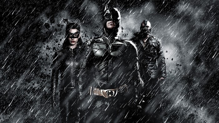 Batman, Catwoman, and Bane from The Dark Knight Rises
