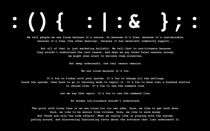 Linux forkbomb quote with command lines