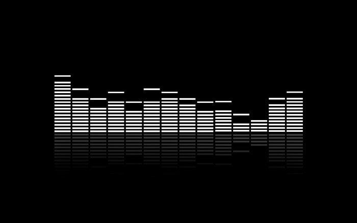 White equalizer bars on black background