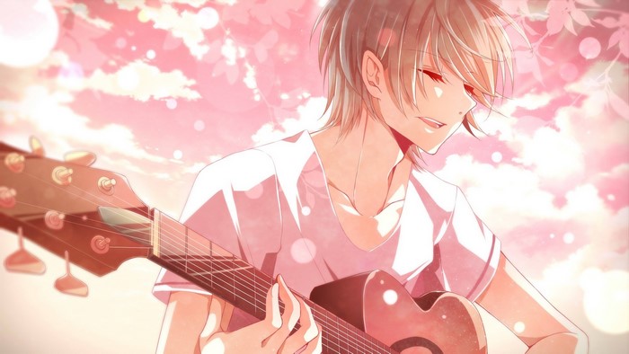 Anime boy playing guitar