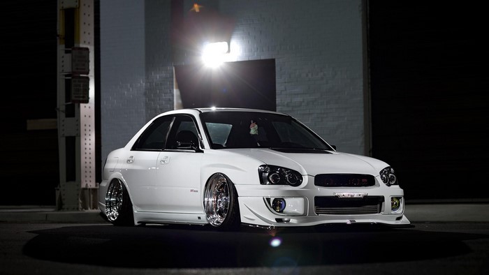 White Subaru Impreza Stance