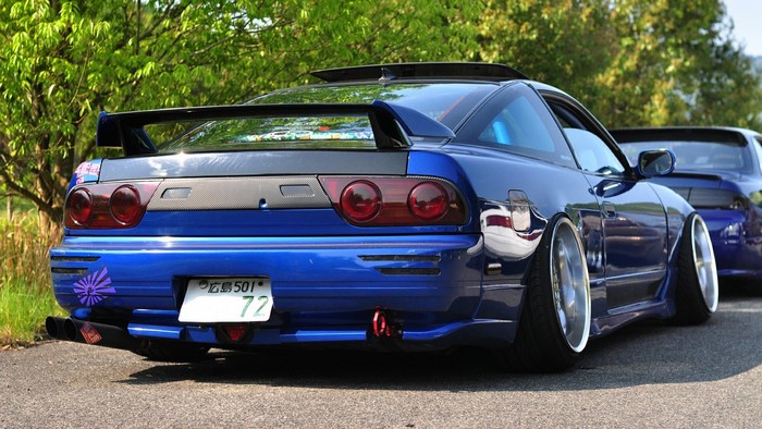 Blue Nissan 200SX JDM with spoiler