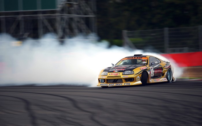 Toyota Supra drift car with Maxxis tires