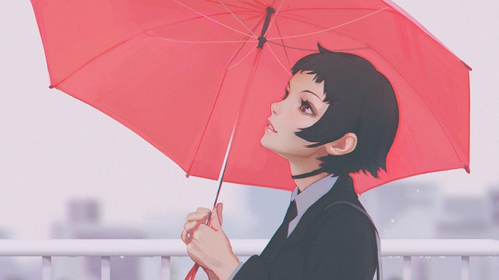 Girl with umbrella by Ilya Kuvshinov