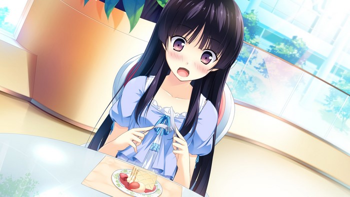 Aoi Hinata from If My Heart Had Wings eating cake