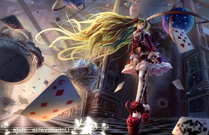 Hatsune Miku as Alice in Wonderland