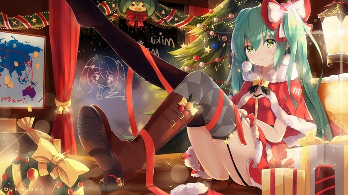 Hatsune Miku from Vocaloid in Christmas Outfit