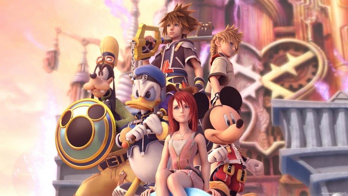 Sora, Donald, Goofy, Mickey, and Kairi from Kingdom Hearts