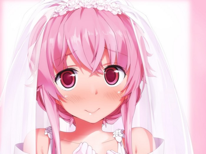 Gasai Yuno from Mirai Nikki in a wedding dress