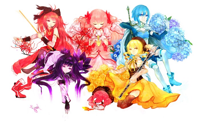 Madoka Magica Anime Girls Group Portrait